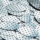 Oval Sequin 1.5" Black Polka Dot on Silver Metallic