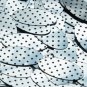 Oval Sequin 1.5" Black Polka Dot on Silver Metallic