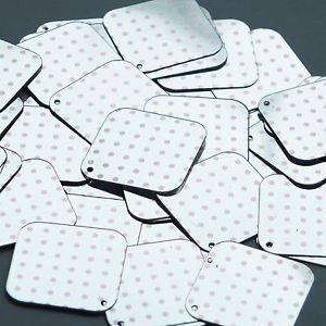 Square Diamond Sequin 1.5" Pink Polka Dot on Silver Metallic