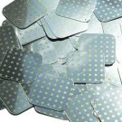 Square Diamond Sequin 1.5" Yellow Polka Dot on Silver Metallic