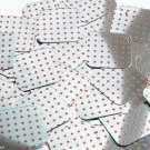 Square Diamond Sequin 1.5" Red Polka Dot on Silver Metallic