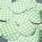 Round Sequin 1.5" Lime Green Silver Houndstooth Pattern Metallic
