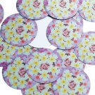 Round Sequin 1.5" Lantana Yellow White Pink Floral Flower Opaque