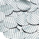 Round Sequin 1.5" Black Polka Dot on Silver Metallic