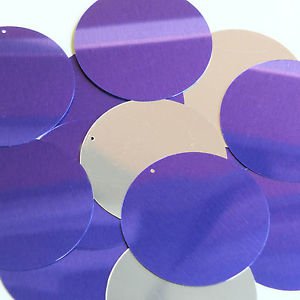 Purple Silver Metallic Sequins Round 2" Large Couture Paillettes