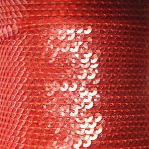 Sequin Stitched Trim 4mm ~ Coral Orange Transparent See-Thru ~ Made in USA