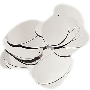 Silver Shiny Metallic Sequins Oval 2" Large Couture Paillettes