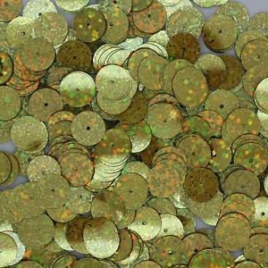 Flat SEQUIN 10mm Loose PAILLETTES ~ Gold Laser MULTI  HOLOGRAM Reflective