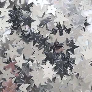 Silver Star Sequin Paillettes 15mm Metallic Embellishment Costume Craft