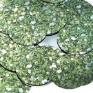 Round Sequin 1.5" Mistletoe Green White Leaves and Bud Metallic