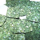Square Diamond Sequin 1.5" Mistletoe Green White Leaves and Bud Metallic