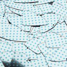 Fishscale Fin Sequin 1.5" Aqua Blue Polka Dot on Silver Metallic