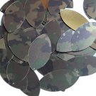 Navette Leaf Sequin 1.5" Camo Brown Green Camouflage Gold Metallic