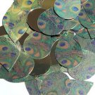 Teardrop Sequin 1.5" Peacock Feather Eye Blue Green Gold Metallic