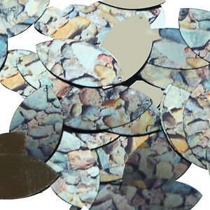 Navette Leaf Sequin 1.5" Brown Stone Rocks Pebbles Gravel Gold Metallic