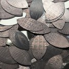 Navette Leaf Sequin 1.5" Deep Brown Distressed Crocodile Print Metallic