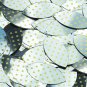 Navette Leaf Sequin 1.5" Yellow Polka Dot on Silver Metallic