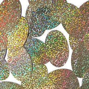 Gold Hologram Multi Reflective Metallic Sequins Oval 2" Large Couture Paillettes