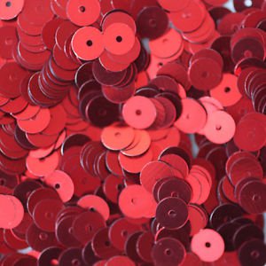 6mm Flat SEQUIN PAILLETTES ~ RED Metallic ~ Round Disc ~ Made in USA
