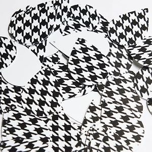 Teardrop Sequin 1.5" Black White Houndstooth Pattern Opaque
