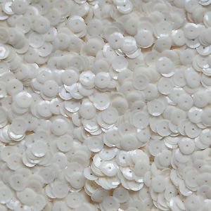 8mm Cup Sequins Facet Paillette ~ Ivory Cream Semi Opaque ~ Made in USA