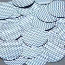 Round Sequin 1.5" Blue Silver Chevron Zig Zag Pattern Metallic