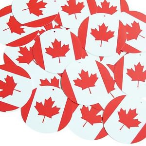Round Sequin 1.5" Maple Leaf Canadian Flag Canada Red White Opaque