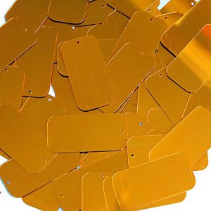 Brass Gold Polished Metallic Sequins Rectangle 1.5 inch Couture Paillettes