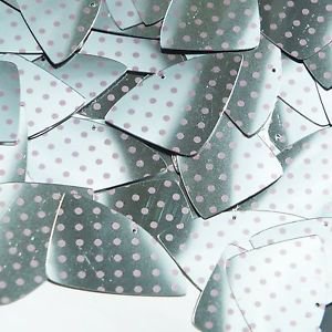 Fishscale Fin Sequin 1.5" Pink Polka Dot on Silver Metallic