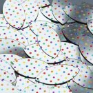 Navette Leaf Sequin 1.5" Multicolor Polka Dot on Silver Metallic