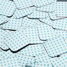 Square Diamond Sequin 1.5" Aqua Blue Polka Dot on Silver Metallic
