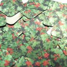 Square Diamond Sequin 1.5" Holly Leaves and Berries Green Leaf Red Berry Metalli