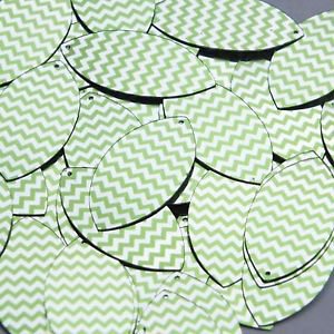 Navette Leaf Sequin 1.5" Lime Green Silver Chevron Zig Zag Pattern Metallic