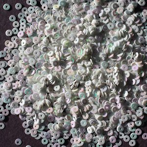 3mm Flat SEQUIN PAILLETTES ~ WHITE AURORA Rainbow Pearl ~ Made in USA.