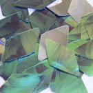 Long Diamond Sequin 1.75" Green Leaf Hosta Silver Metallic