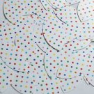 Navette Leaf Sequin 1.5" Multicolor Polka Dot on White Opaque
