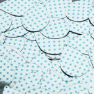 Teardrop Sequin 1.5" Aqua Blue Polka Dot on Silver Metallic