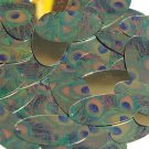 Oval Sequin 1.5" Peacock Feather Eye Blue Green Gold Metallic