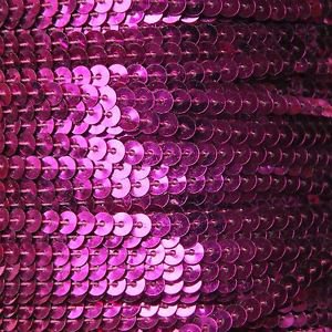 Sequin Stitched Trim 4mm ~ Fuchsia Pink Shiny Metallic ~ Made in USA