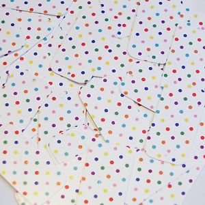 Rectangle Sequin 1.5" Multicolor Polka Dot on White Opaque