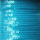 Sequin Stitched Trim 4mm ~ Aqua Blue Transparent See-Thru ~ Made in USA