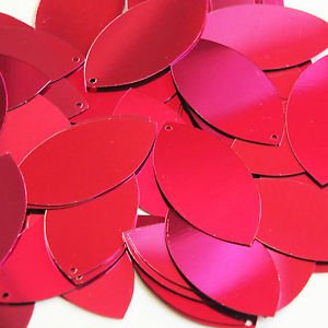 Fuchsia Pink Metallic Navette Leaf Sequins 1.5 inch Couture Paillettes