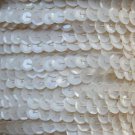 Sequin Trim ~ Opaque Ivory Bone ~ 8mm Cup Facet strung by the yard. Made in USA.