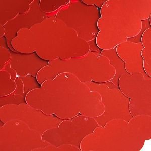 Red Shiny Metallic Cloud 1.5" Couture Sequin Paillettes. Made in USA.