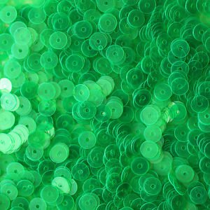 5mm Flat SEQUIN PAILLETTES ~ GREEN FLUORESCENT Neon Transparent  ~ Made in USA.