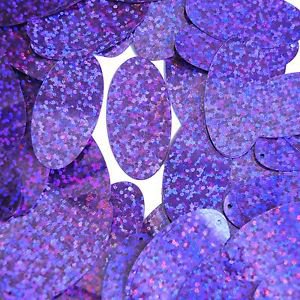 Violet Blue Sequin Glitter Hologram Oval 1.5 inch Couture Paillettes Made in USA