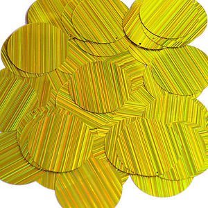 Yellow Sequin Round 1.5 inch City Lights Reflective Large Couture Paillettes