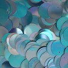 20mm ROUND SEQUIN PAILLETTE ~ AQUA Blue Metallic Iris Rainbow ~ Made in USA