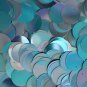 20mm ROUND SEQUIN PAILLETTE ~ AQUA Blue Metallic Iris Rainbow ~ Made in USA