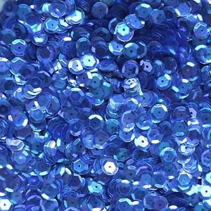 8mm Cup Sequins Facet Paillette ~ Sapphire Blue Crystal Iris Rainbow Made in USA